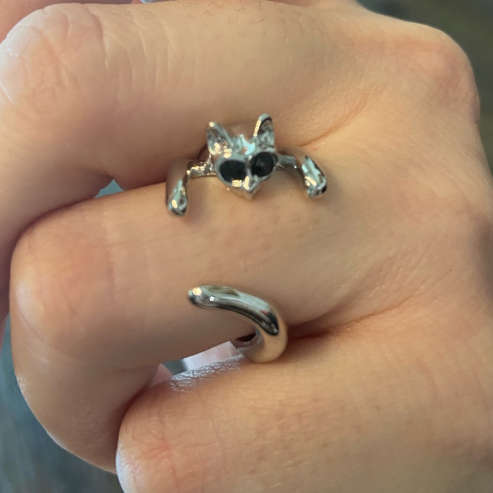 Silver Cat Ring - image 2